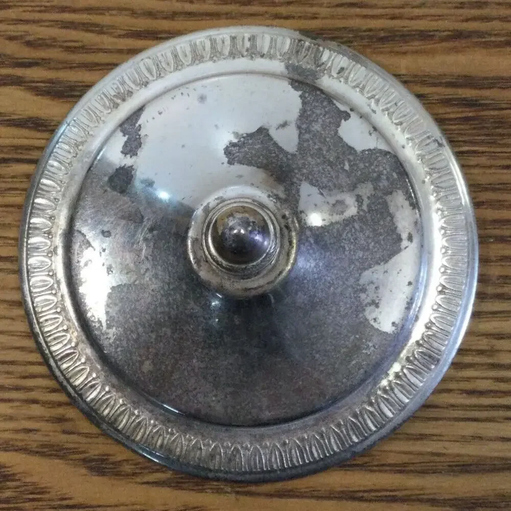 Vintage Bologna Silverplate Sugar Bowl w/ Lid Handles Italy Made Confetti Door